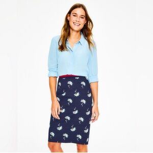 Boden Navy Floral Pencil Skirt